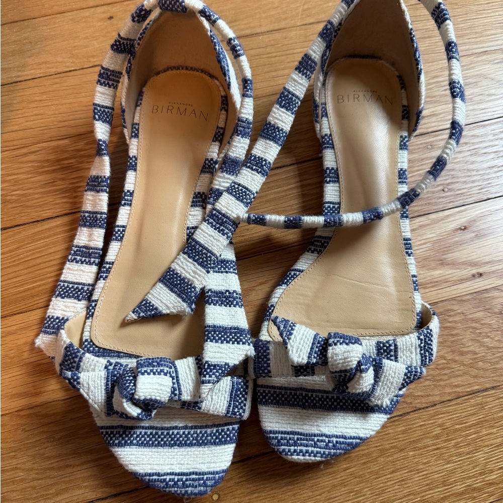 Alexandre Birman Blue and White Striped Women's Sandals